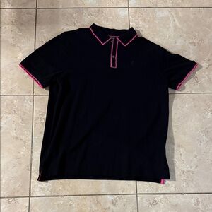 Psycho Bunny Black Polo with Pink Trim
